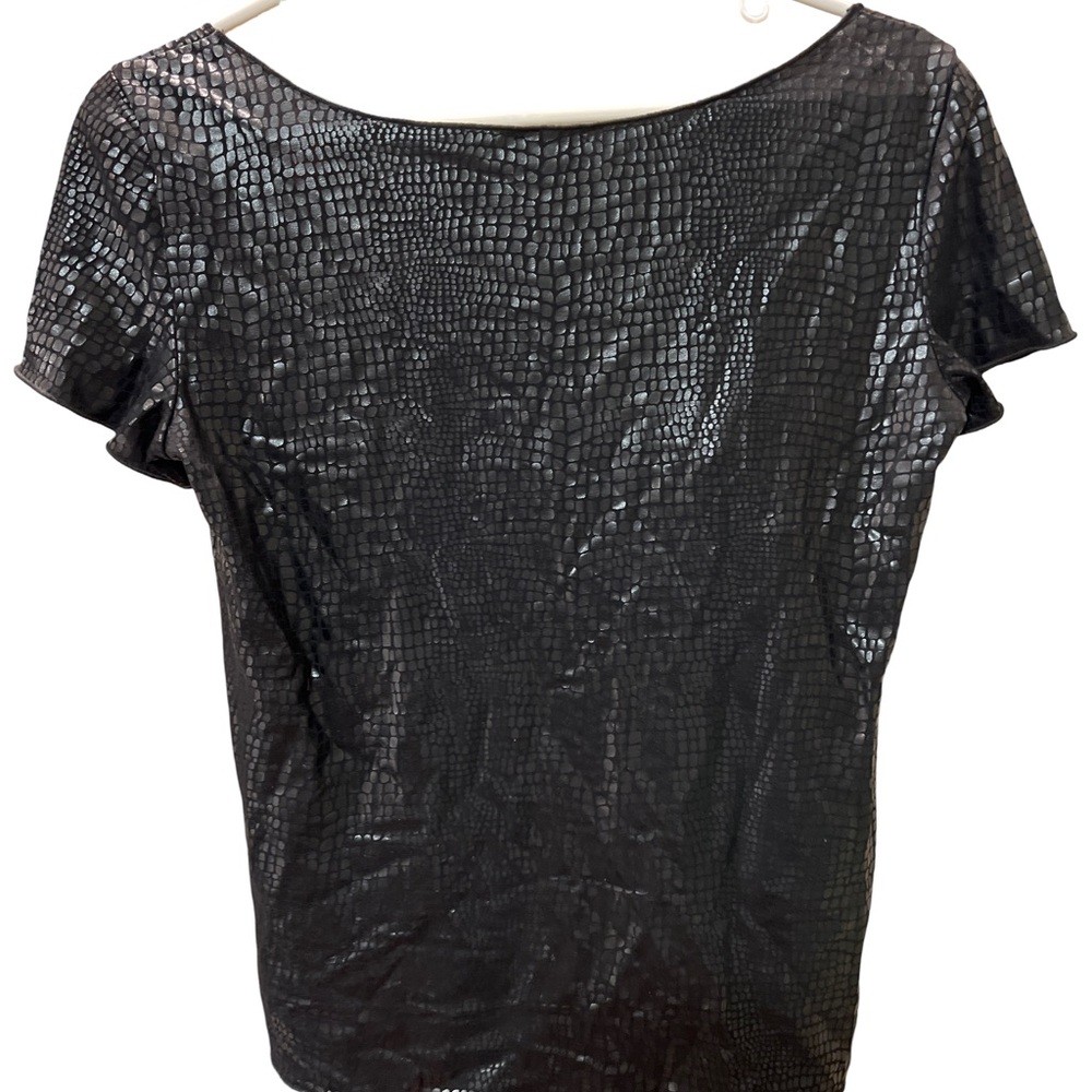 Armani Collezioni Black Faux Snakeskin Top